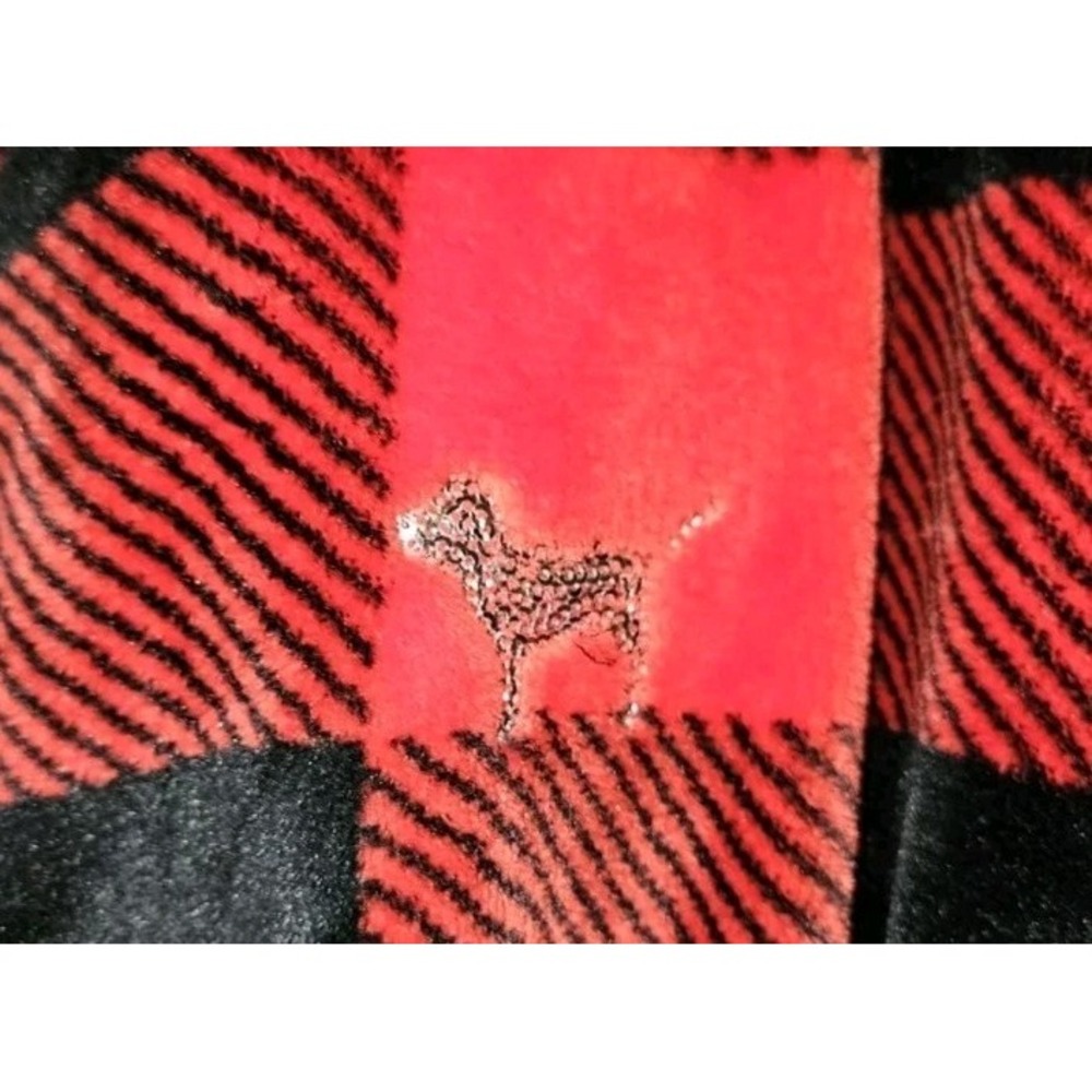Victoria's Secret PINK Womens XS Buffalo Plaid Sequin Dog Hooded Robe NWOT - Picture 4 of 5